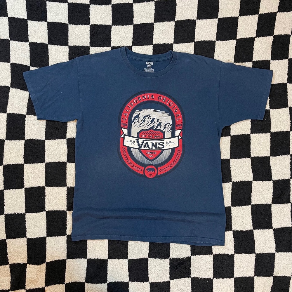 vans off the wall graphic california original blue t-shirt men's large
